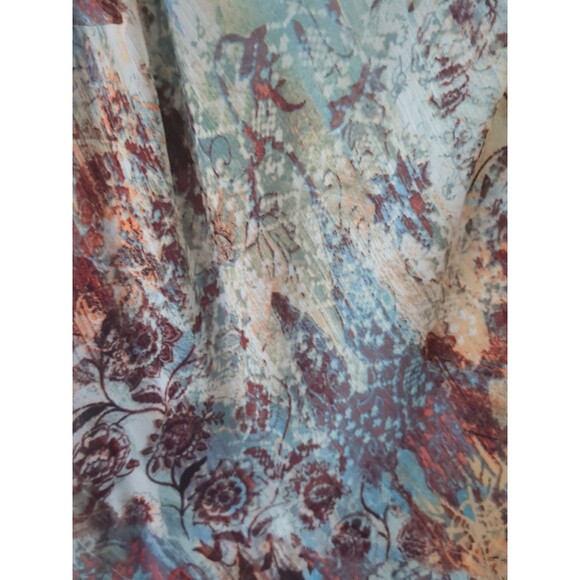 Kasper Dress  Womens 10 Floral Midi A Line Tiered Chiffon Fringed Lettuce Hem - Picture 2 of 13